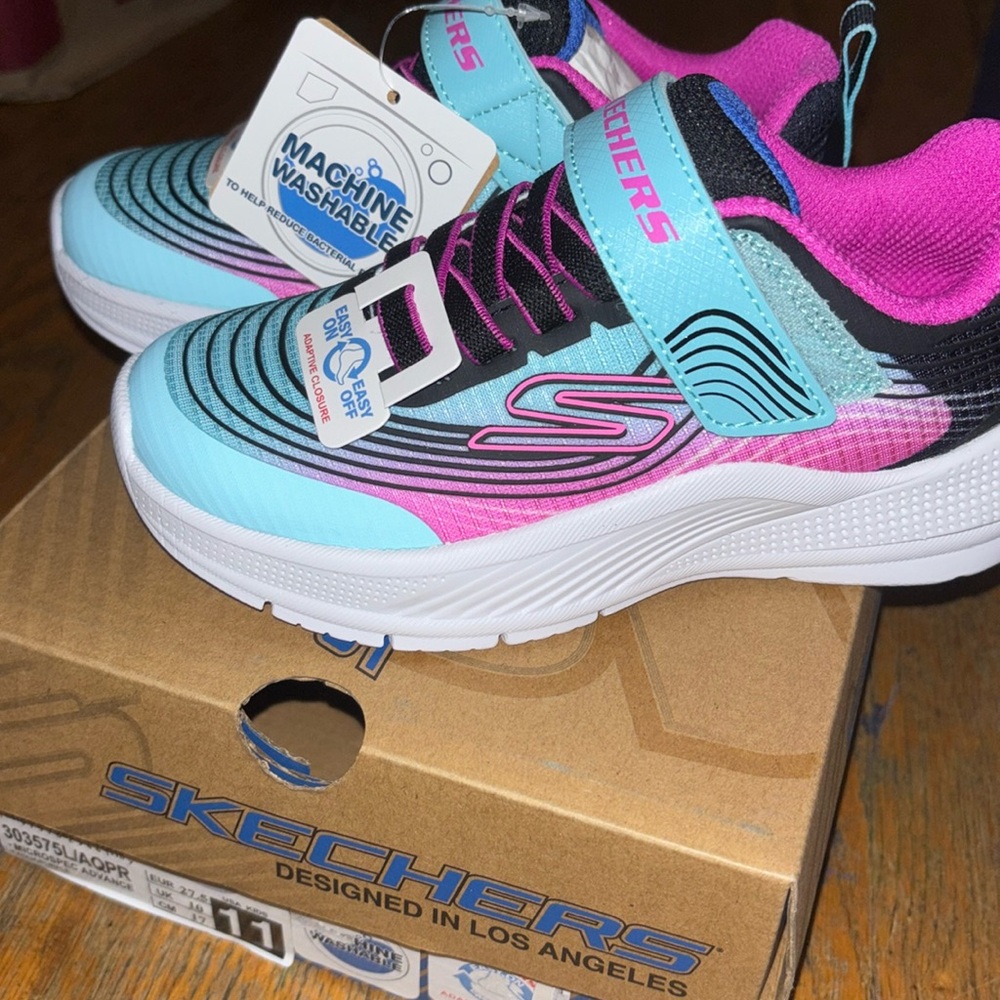 Skechers 303575L AQPR microspec advance sneakers aqua purple